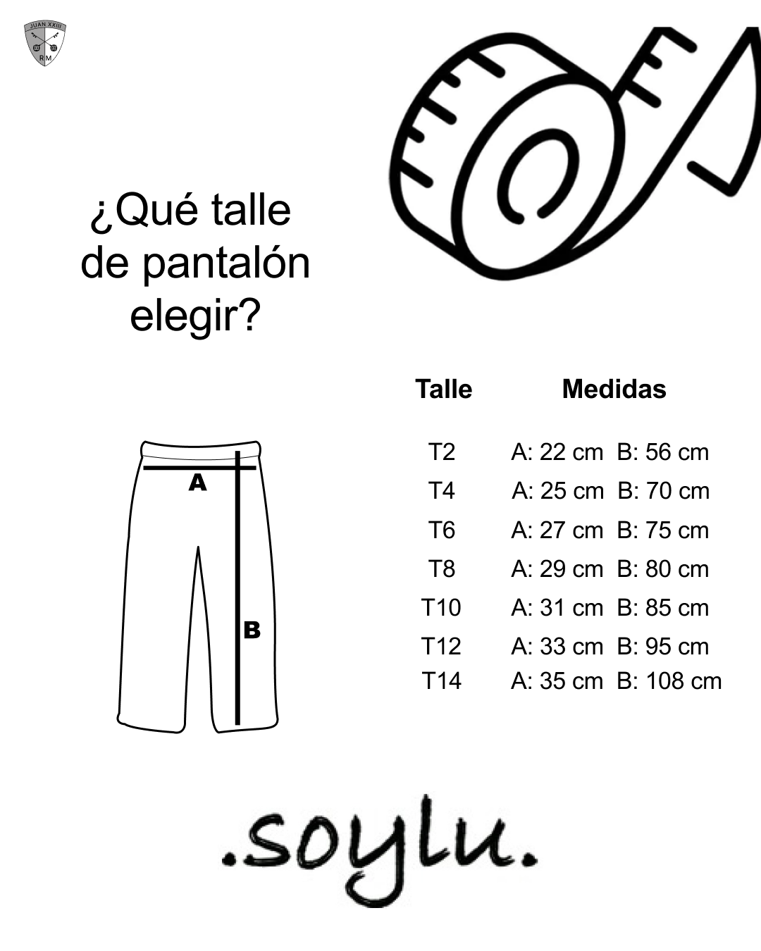 Medidas pantal&oacute;n Juan XXIII